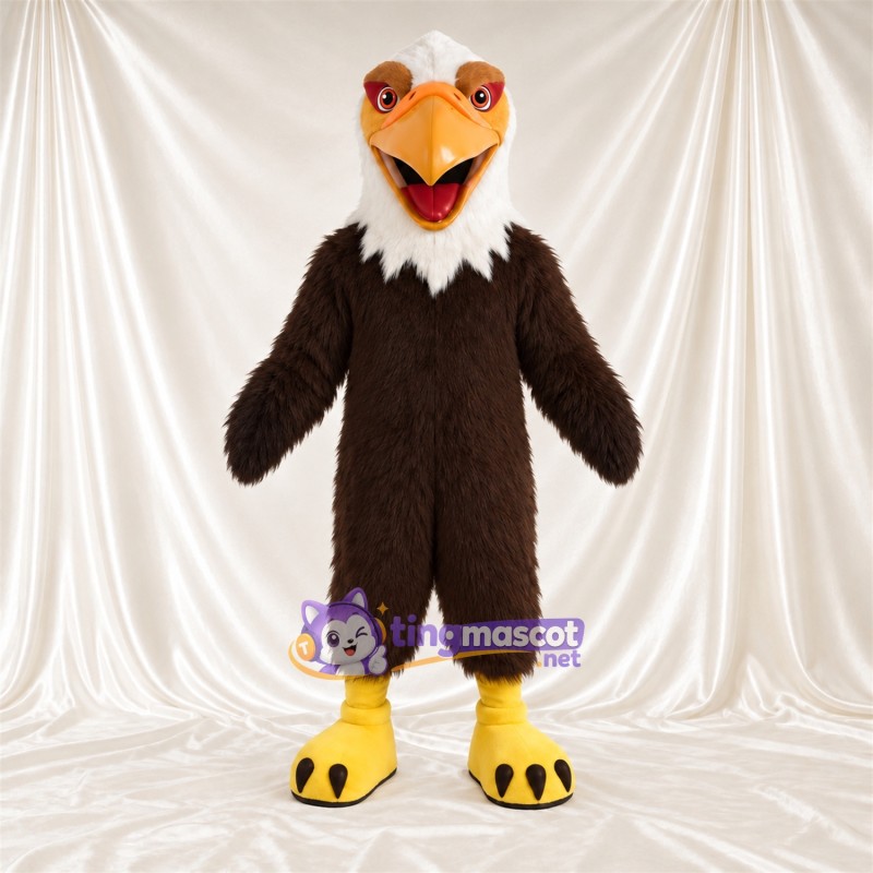 Costume de mascotte Aigle – marron – Bouche ouverte; Tête (blanc) Costume de mascotte Aigle – marron – Bouche ouverte; Tête (blanc)