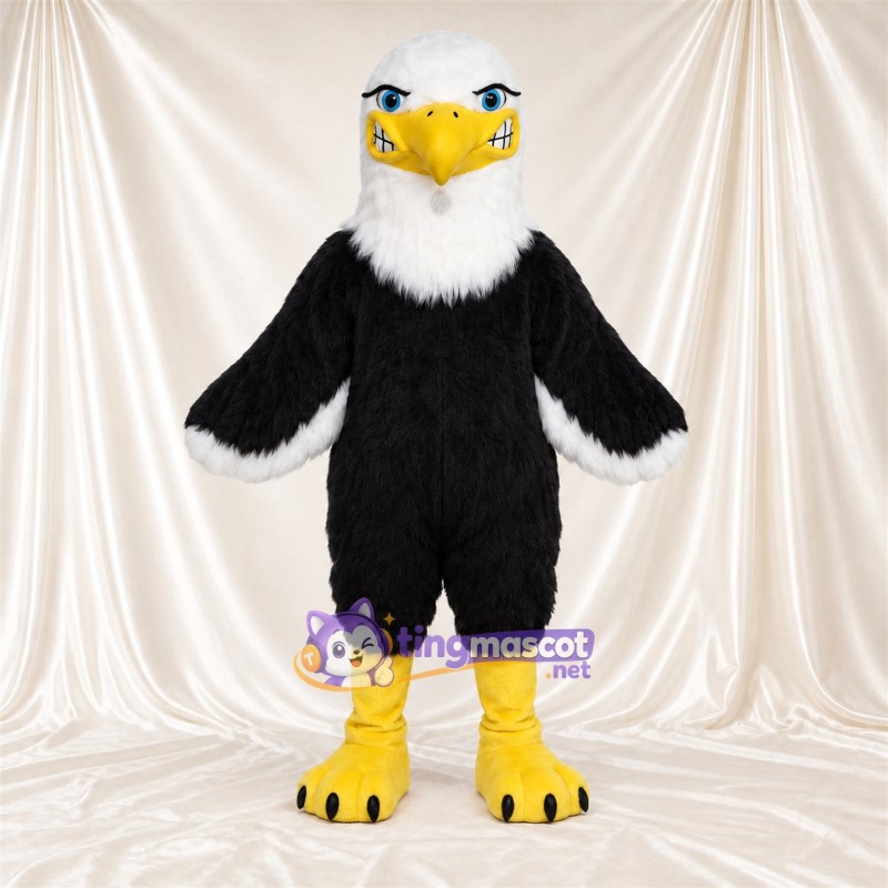 Black and White Eagle Mascot Costume - Black Claws and White Wing Tips Black and White Eagle Mascot Costume - Black Claws and White Wing Tips