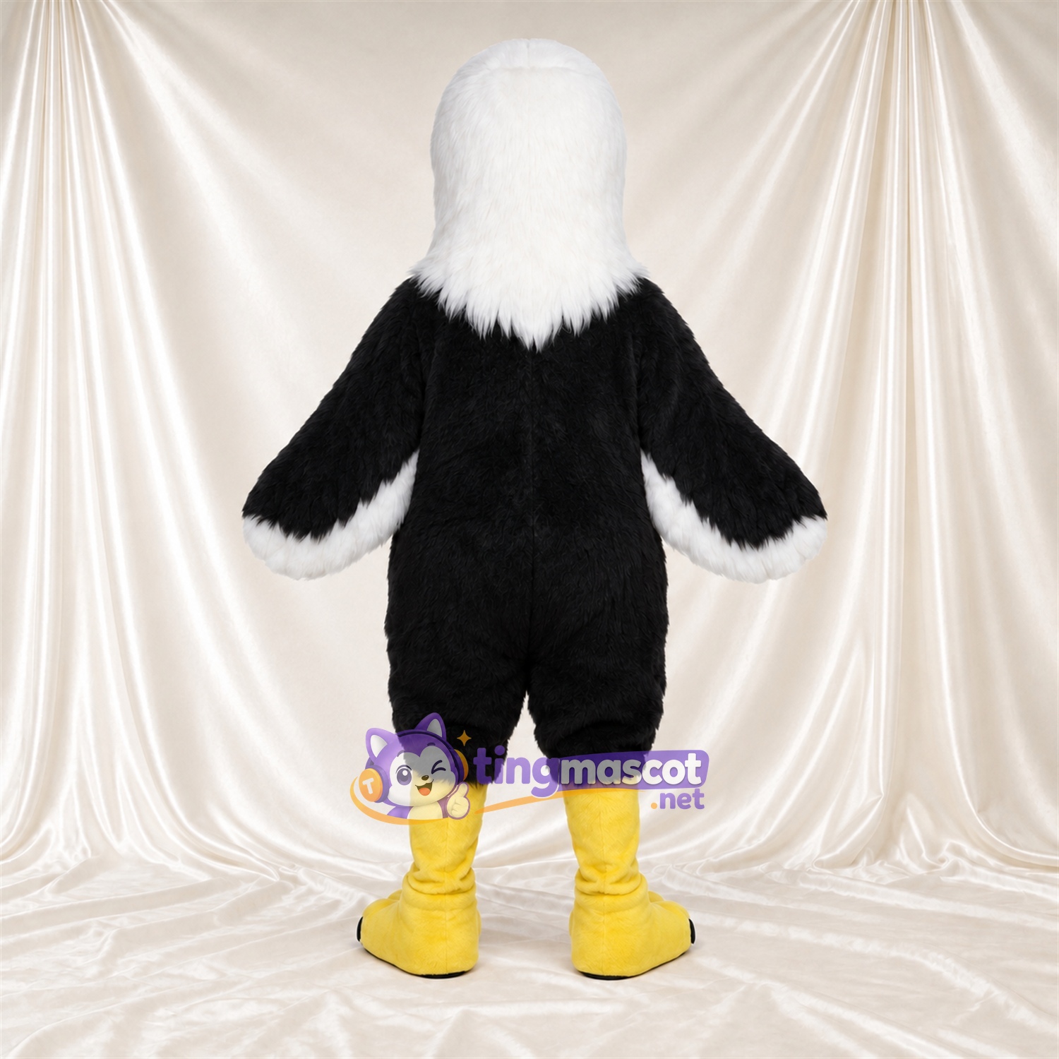 Black and White Eagle Mascot Costume - Black Claws and White Wing Tips