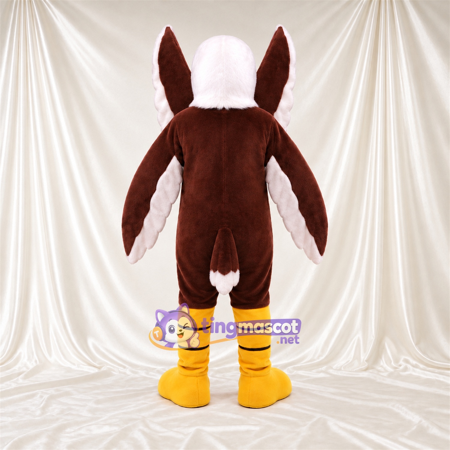 Costume de mascotte Aigle – marron – Jambes rayées; Bouts des ailes (blanc) Costume de mascotte Aigle – marron – Jambes rayées; Bouts des ailes (blanc)