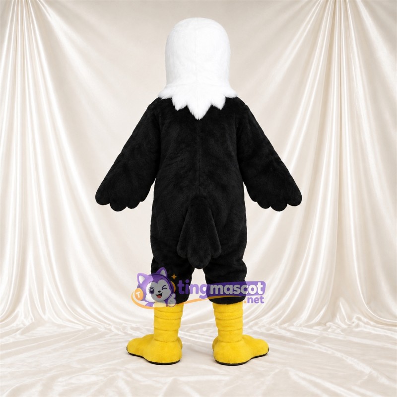 Costume de mascotte Aigle – noir / blanc – Bec (jaune); Jambes (jaune) Costume de mascotte Aigle – noir / blanc – Bec (jaune); Jambes (jaune)