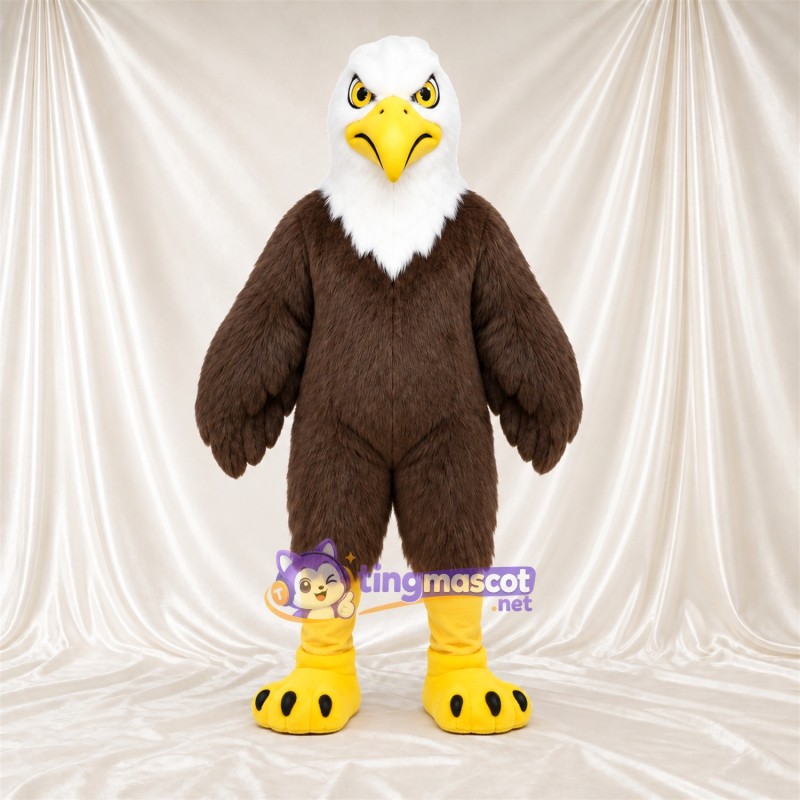 Maskottchenkostüm Adler – braun – Runder Bauch; Kopf (weiß)