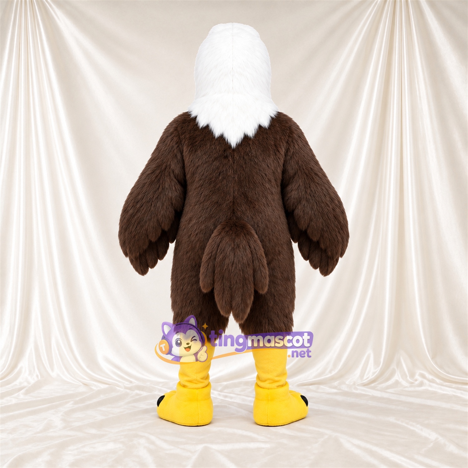 Maskottchenkostüm Adler – braun – Runder Bauch; Kopf (weiß) Maskottchenkostüm Adler – braun – Runder Bauch; Kopf (weiß)