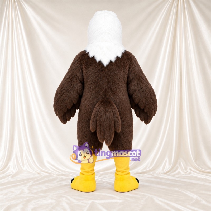 Maskottchenkostüm Adler – braun – Runder Bauch; Kopf (weiß) Maskottchenkostüm Adler – braun – Runder Bauch; Kopf (weiß)