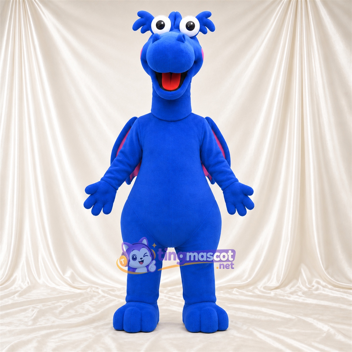 Blue Dragon Mascot Costume - Pink Wings Blue Dragon Mascot Costume - Pink Wings