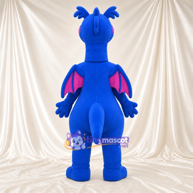 Blue Dragon Mascot Costume - Pink Wings Blue Dragon Mascot Costume - Pink Wings