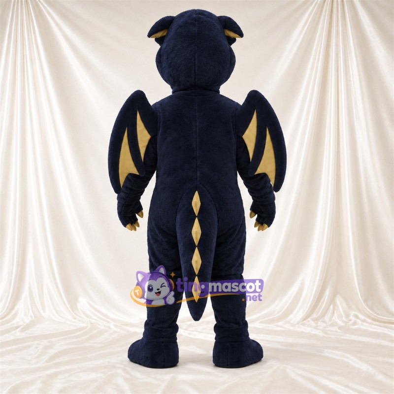 Black Dragon Mascot Costume - Wings and White Belly Black Dragon Mascot Costume - Wings and White Belly