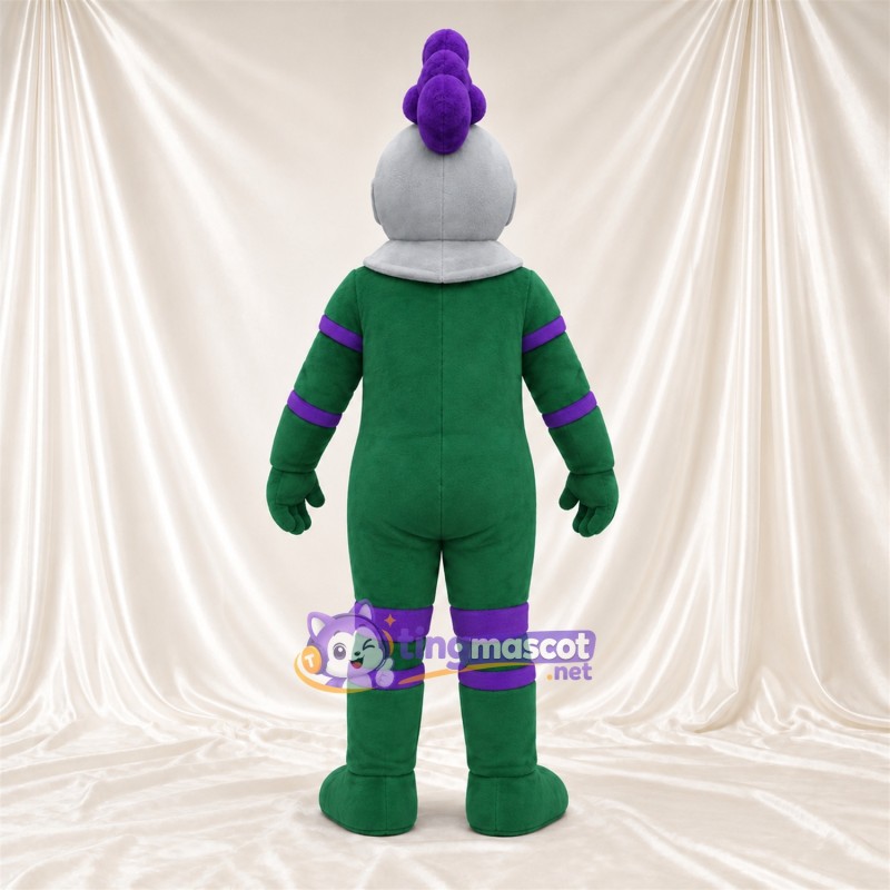 Costume de mascotte Chevalier – vert – Casque (argenté); Touches de couleur (violet) Costume de mascotte Chevalier – vert – Casque (argenté); Touches de couleur (violet)
