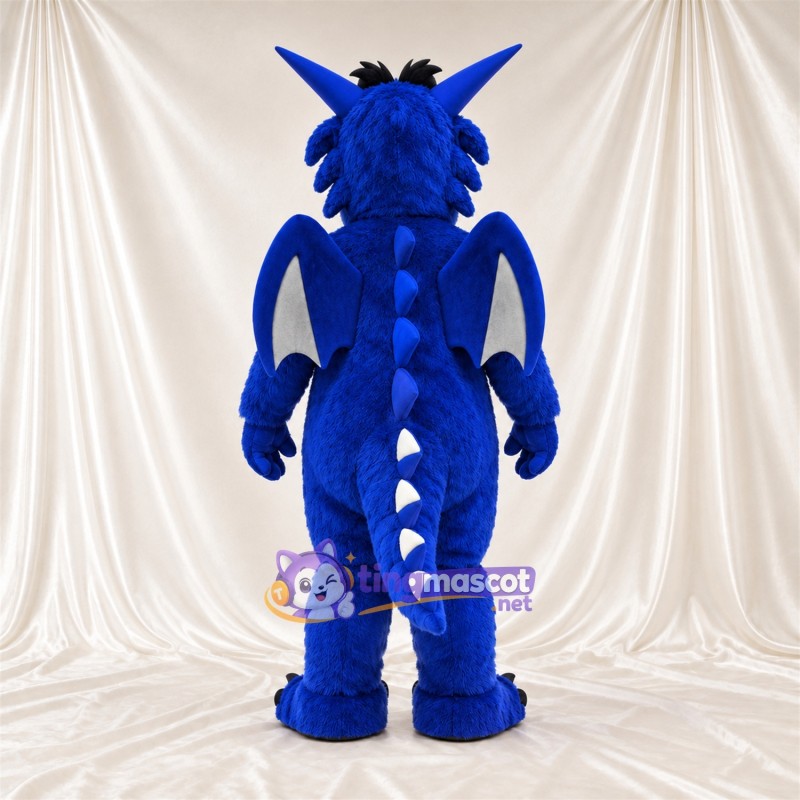 Costume de mascotte Dragon – bleu – Ventre (blanc) Costume de mascotte Dragon – bleu – Ventre (blanc)