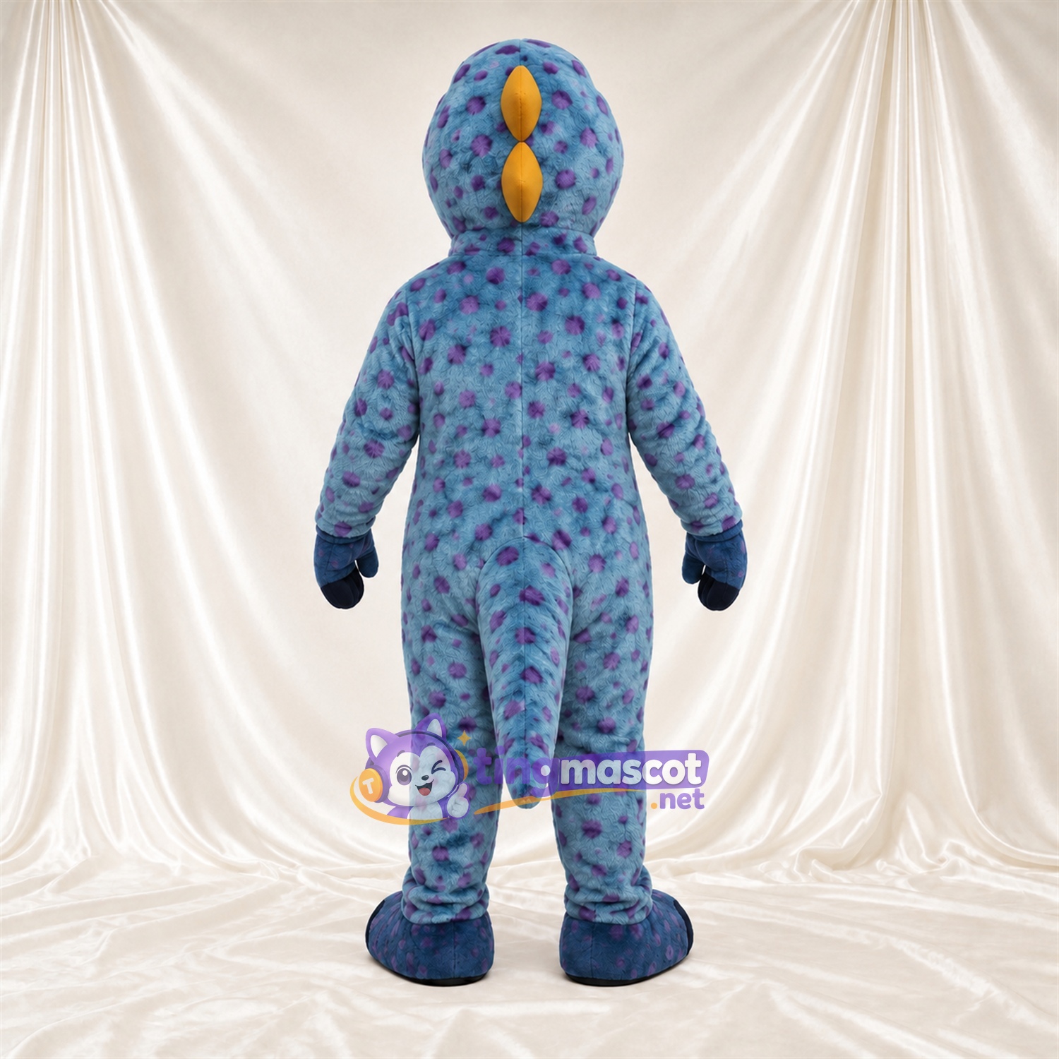 Costume de mascotte Dinosaure – bleu – Ventre (jaune); Pointes Costume de mascotte Dinosaure – bleu – Ventre (jaune); Pointes
