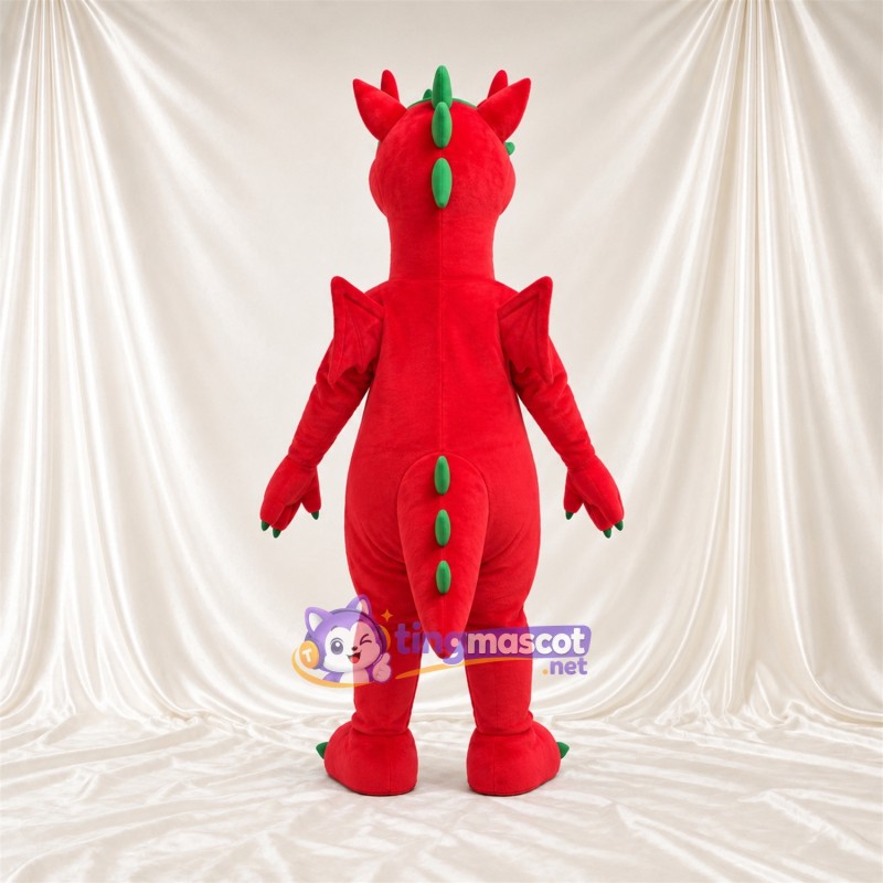 Costume de mascotte Dragon – rouge – Épines (vert) Costume de mascotte Dragon – rouge – Épines (vert)