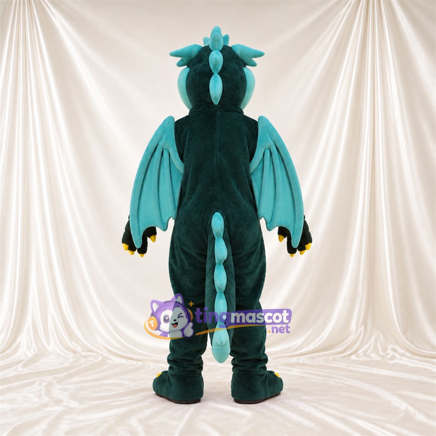 Teal Dragon Mascot Costume - Light Teal Belly