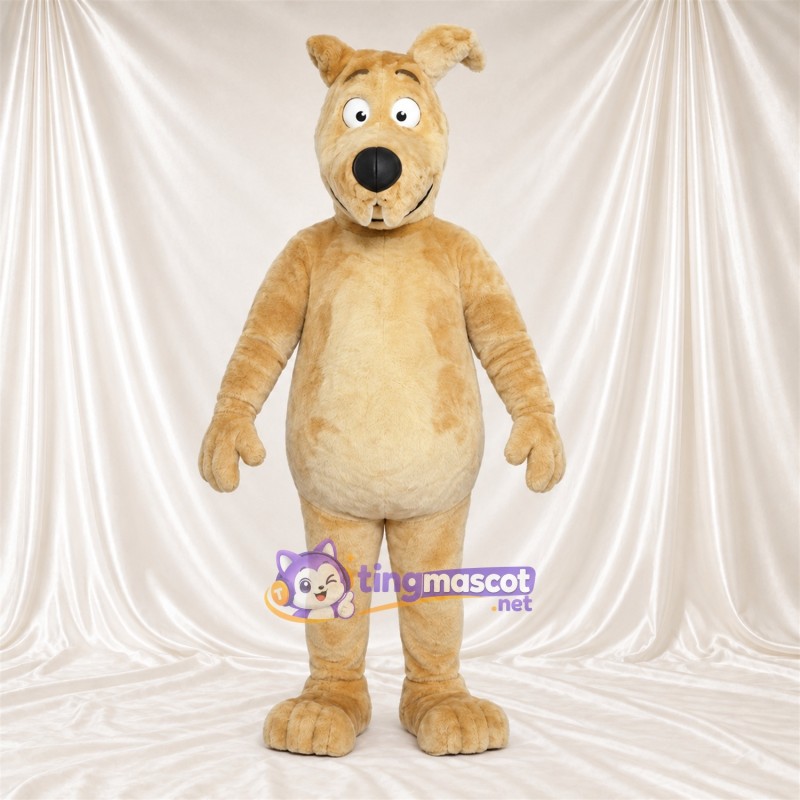 Beige Dog Mascot Costume - Cream Belly and Bent Ears Beige Dog Mascot Costume - Cream Belly and Bent Ears