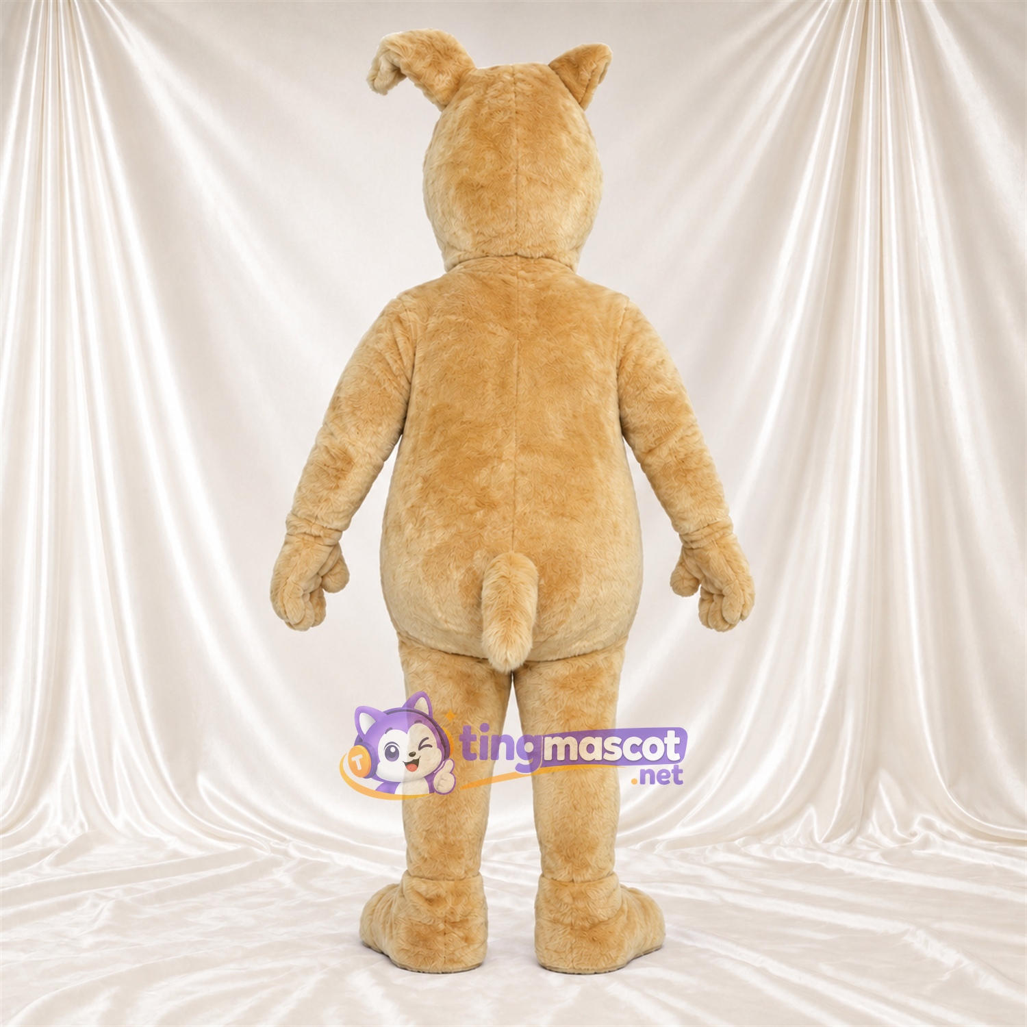 Beige Dog Mascot Costume - Cream Belly and Bent Ears Beige Dog Mascot Costume - Cream Belly and Bent Ears