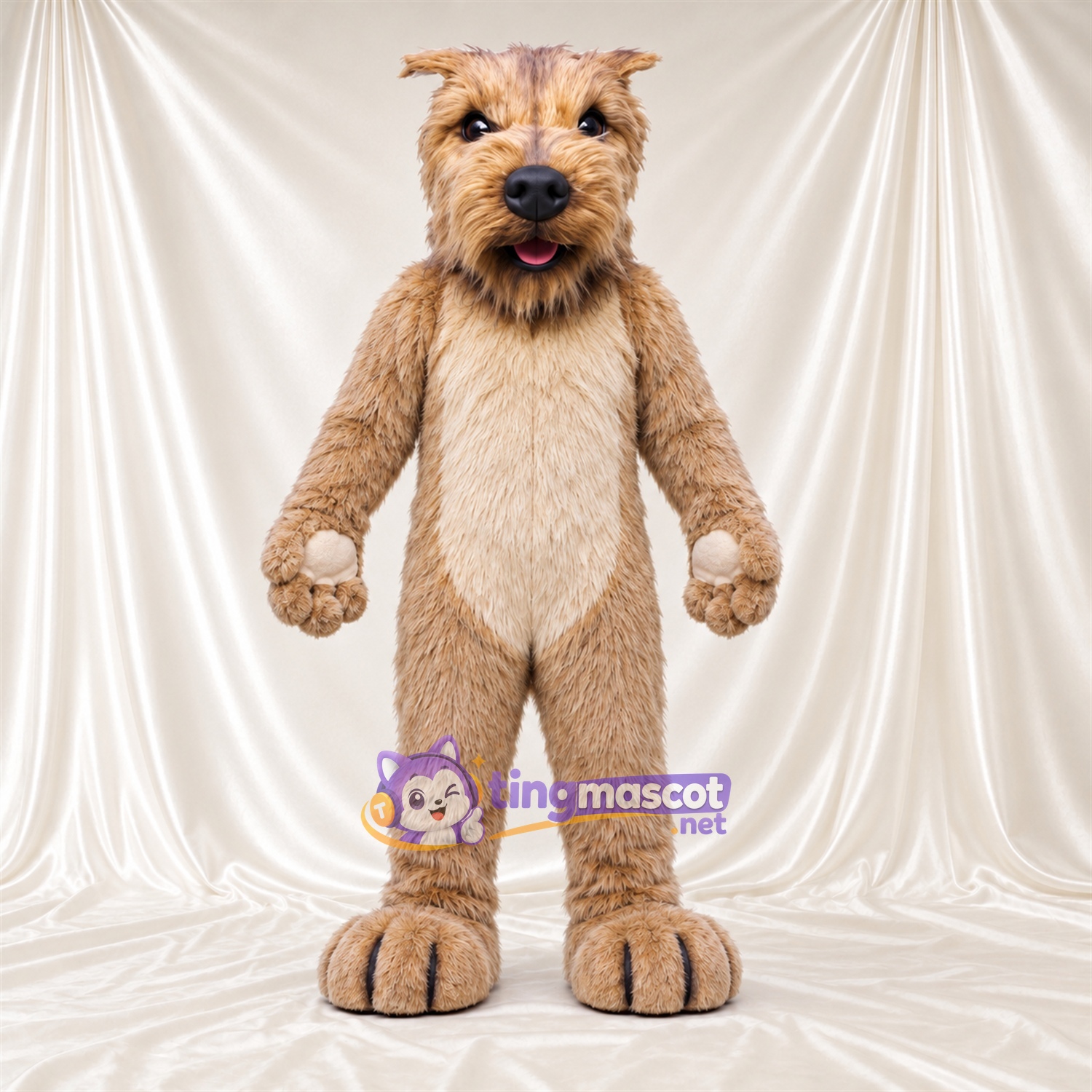 Maskottchenkostüm Hund – hellbraun – Zottelfell Maskottchenkostüm Hund – hellbraun – Zottelfell