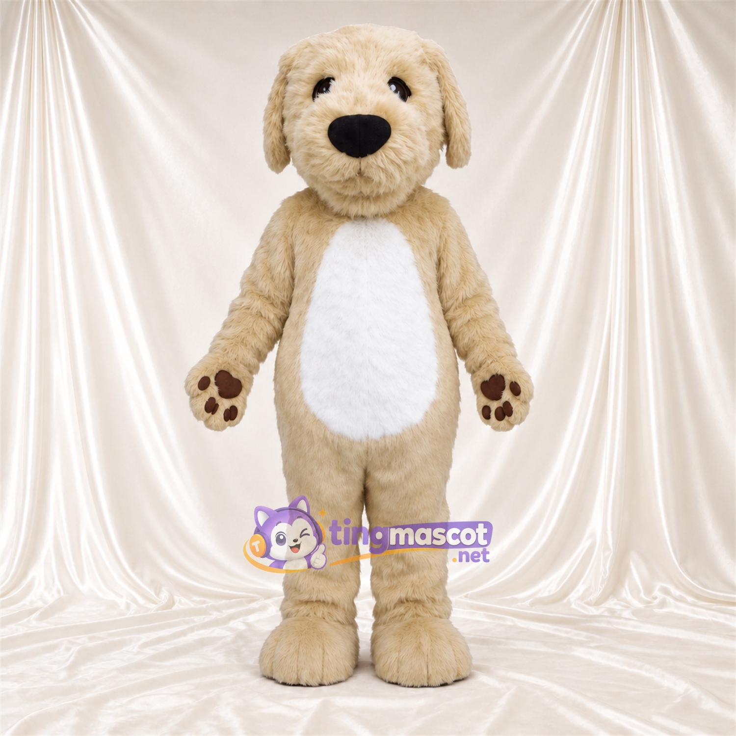 Beige Dog Mascot Costume - White Belly Beige Dog Mascot Costume - White Belly