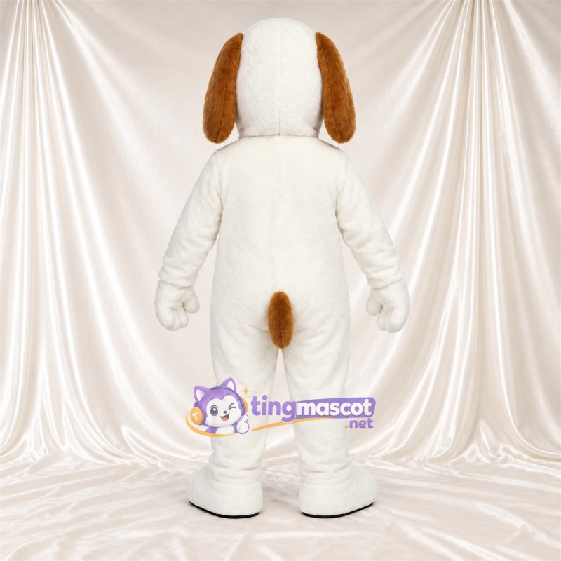 Costume de mascotte Chien – blanc – Oreilles tombantes (marron); Queue (marron) Costume de mascotte Chien – blanc – Oreilles tombantes (marron); Queue (marron)