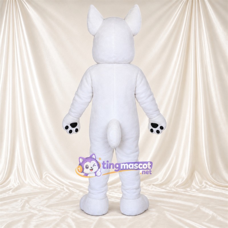 Costume de mascotte Bull-terrier – blanc – Tache autour d’un œil (marron) Costume de mascotte Bull-terrier – blanc – Tache autour d’un œil (marron)