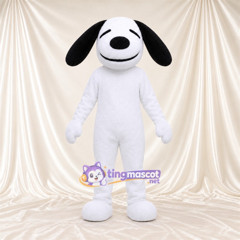 Costume de mascotte Chien – blanc – Oreilles tombantes (noir) Costume de mascotte Chien – blanc – Oreilles tombantes (noir)