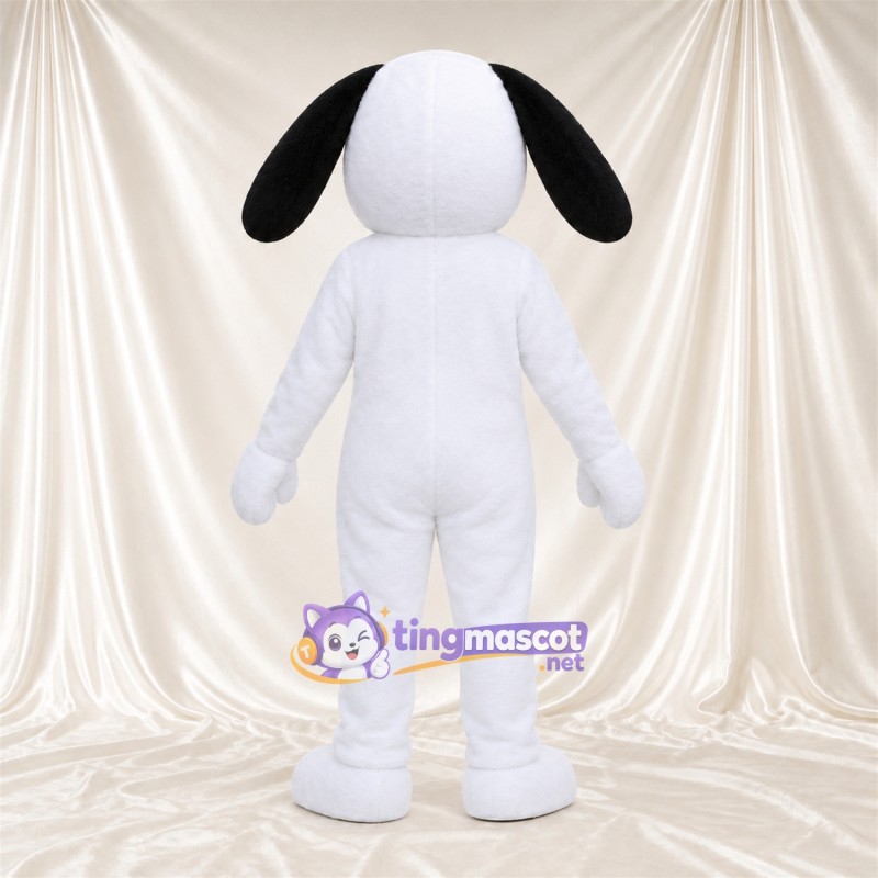 Costume de mascotte Chien – blanc – Oreilles tombantes (noir) Costume de mascotte Chien – blanc – Oreilles tombantes (noir)
