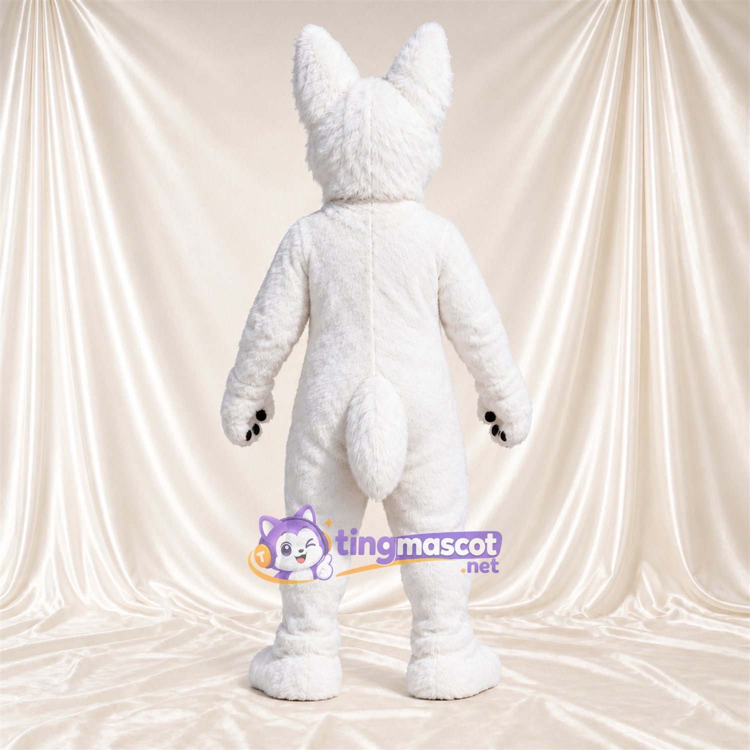 Costume de mascotte Chien – blanc – Oreilles pointues Costume de mascotte Chien – blanc – Oreilles pointues