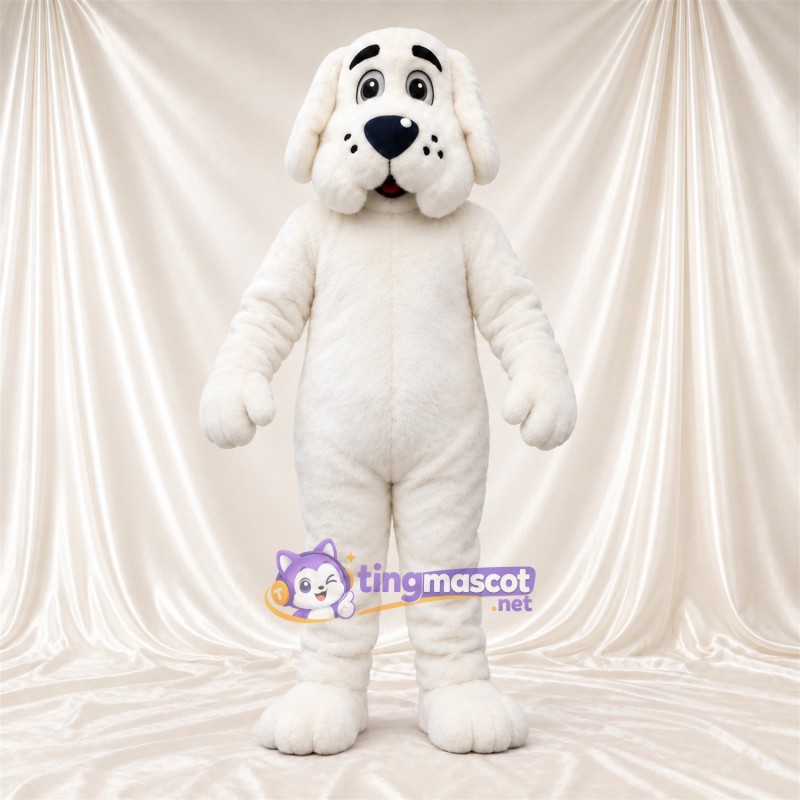 Costume de mascotte Chien – blanc – Longues oreilles; Nez (noir) Costume de mascotte Chien – blanc – Longues oreilles; Nez (noir)
