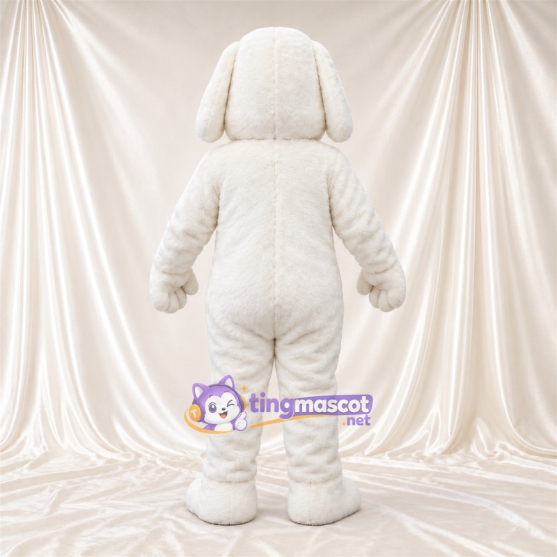 Costume de mascotte Chien – blanc – Longues oreilles; Nez (noir) Costume de mascotte Chien – blanc – Longues oreilles; Nez (noir)