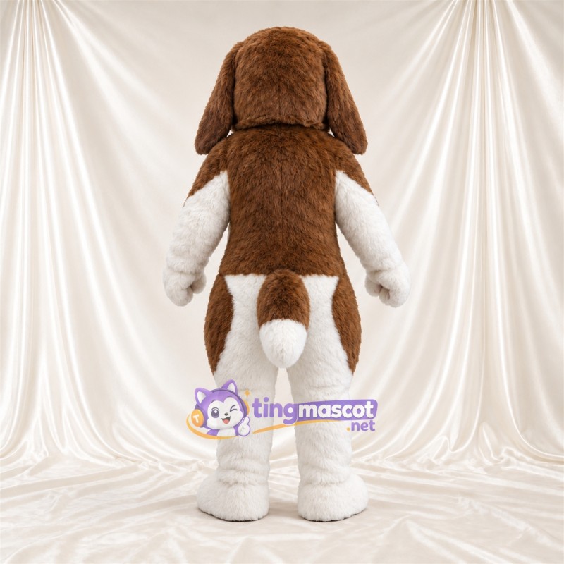 Maskottchenkostüm Hund – braun / weiß – Brust (weiß); Unterschenkel (weiß) Maskottchenkostüm Hund – braun / weiß – Brust (weiß); Unterschenkel (weiß)