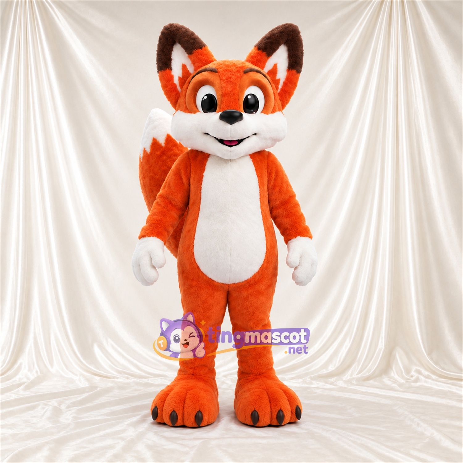Costume de mascotte Renard – orange – Bout de la queue (blanc); Gants (blanc) Costume de mascotte Renard – orange – Bout de la queue (blanc); Gants (blanc)
