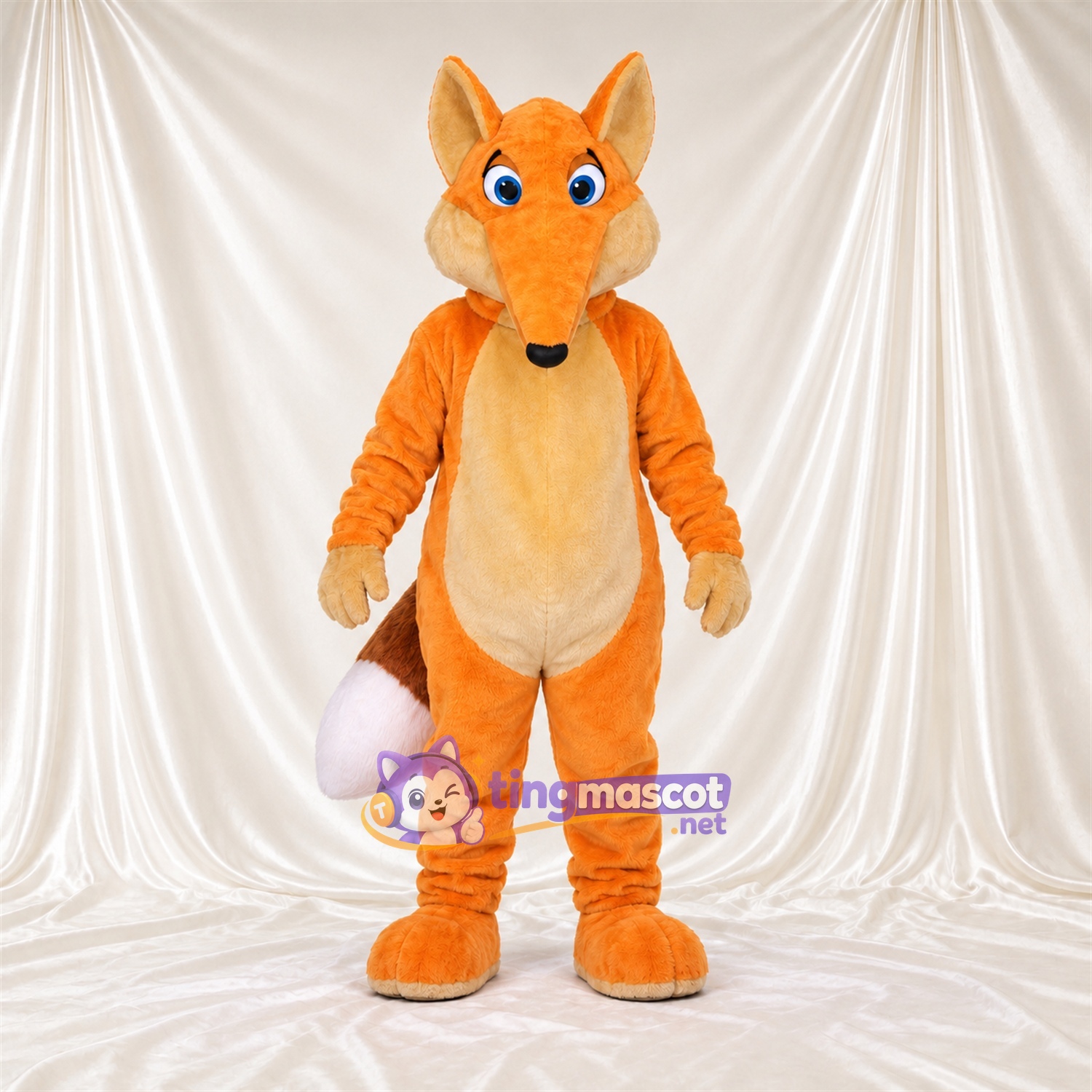 Maskottchenkostüm Fuchs – orange – Lange Schnauze; Augen (blau) Maskottchenkostüm Fuchs – orange – Lange Schnauze; Augen (blau)