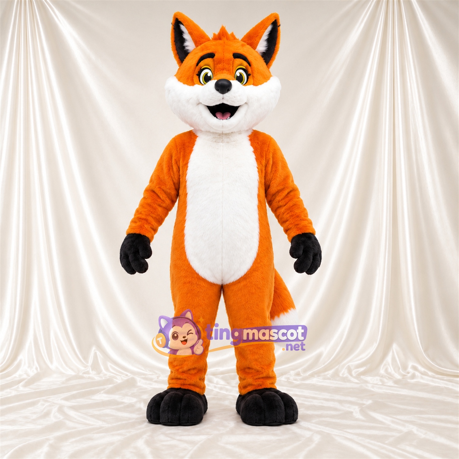 Costume de mascotte Renard – orange – Bout de la queue (blanc); Gants (noir) Costume de mascotte Renard – orange – Bout de la queue (blanc); Gants (noir)