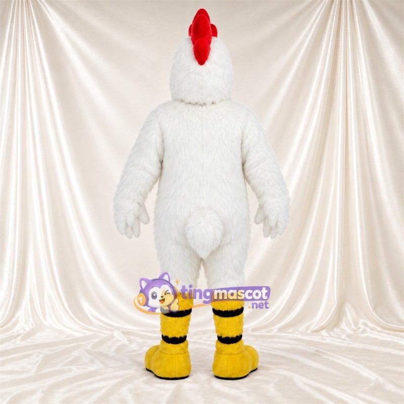 Costume de mascotte Poule – blanc – Jambes rayées Costume de mascotte Poule – blanc – Jambes rayées