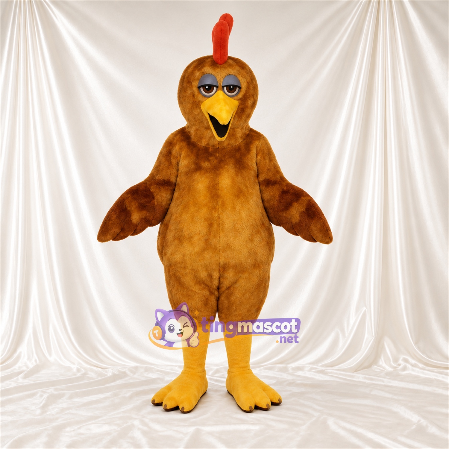 Brown Chicken Mascot Costume - Red Comb and Yellow Legs Brown Chicken Mascot Costume - Red Comb and Yellow Legs