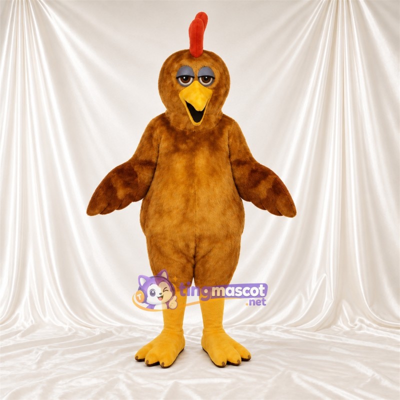 Brown Chicken Mascot Costume - Red Comb and Yellow Legs Brown Chicken Mascot Costume - Red Comb and Yellow Legs
