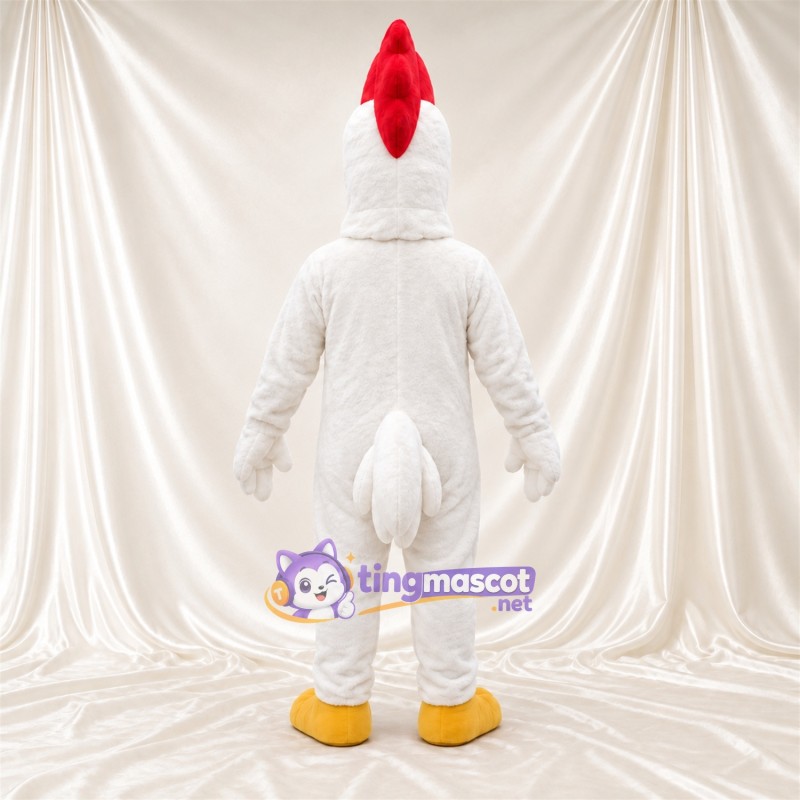 Costume de mascotte Poule – blanc – Bouche ouverte Costume de mascotte Poule – blanc – Bouche ouverte