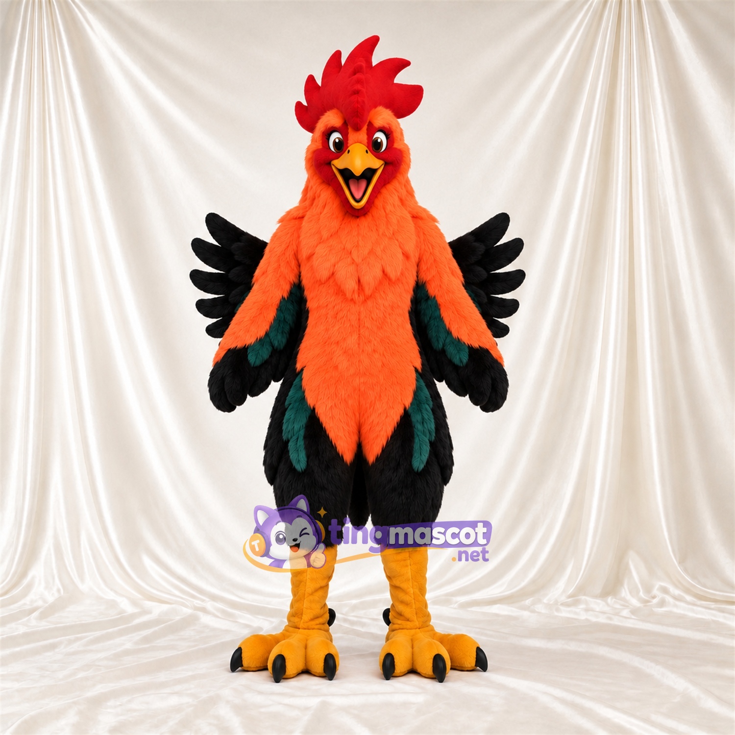 Orange and Black Rooster Mascot Costume Orange and Black Rooster Mascot Costume