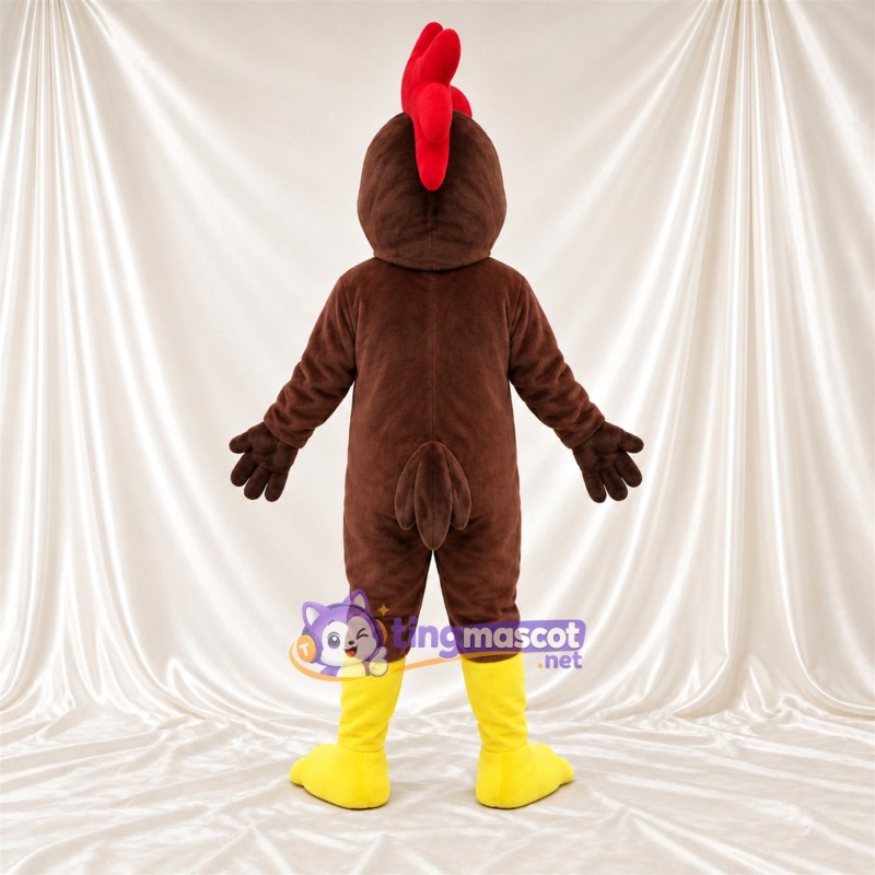 Brown Chicken Mascot Costume - Yellow Feet and Red Comb Brown Chicken Mascot Costume - Yellow Feet and Red Comb