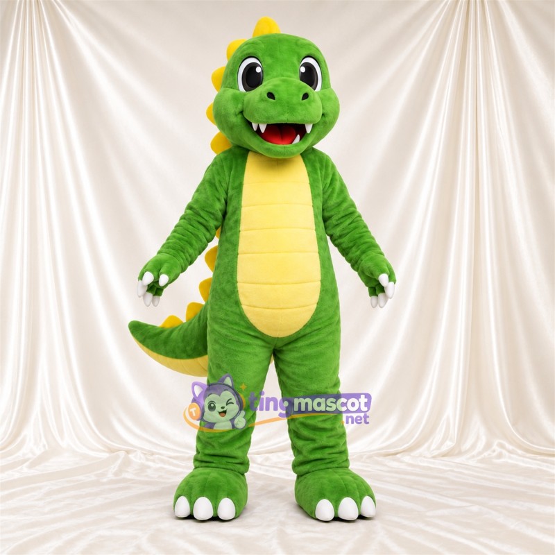 Costume de mascotte Dinosaure – vert – Ventre (jaune); Pointes Costume de mascotte Dinosaure – vert – Ventre (jaune); Pointes