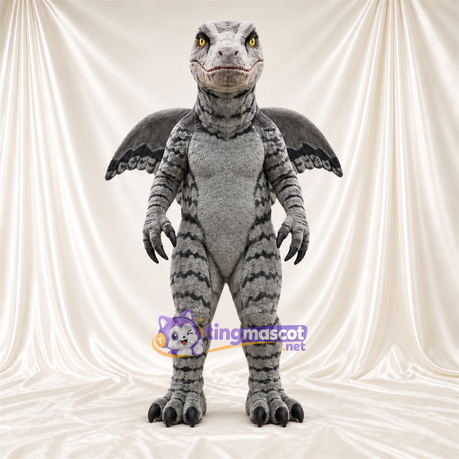Maskottchenkostüm Drache – grau – Flügel Maskottchenkostüm Drache – grau – Flügel