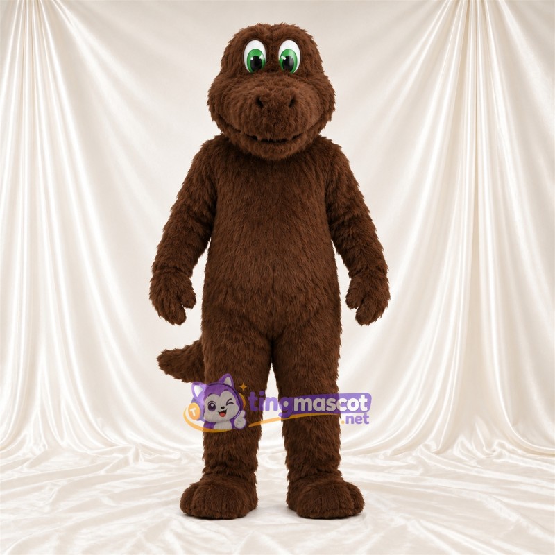 Costume de mascotte Dinosaure – marron – Longue queue; Yeux (vert) Costume de mascotte Dinosaure – marron – Longue queue; Yeux (vert)
