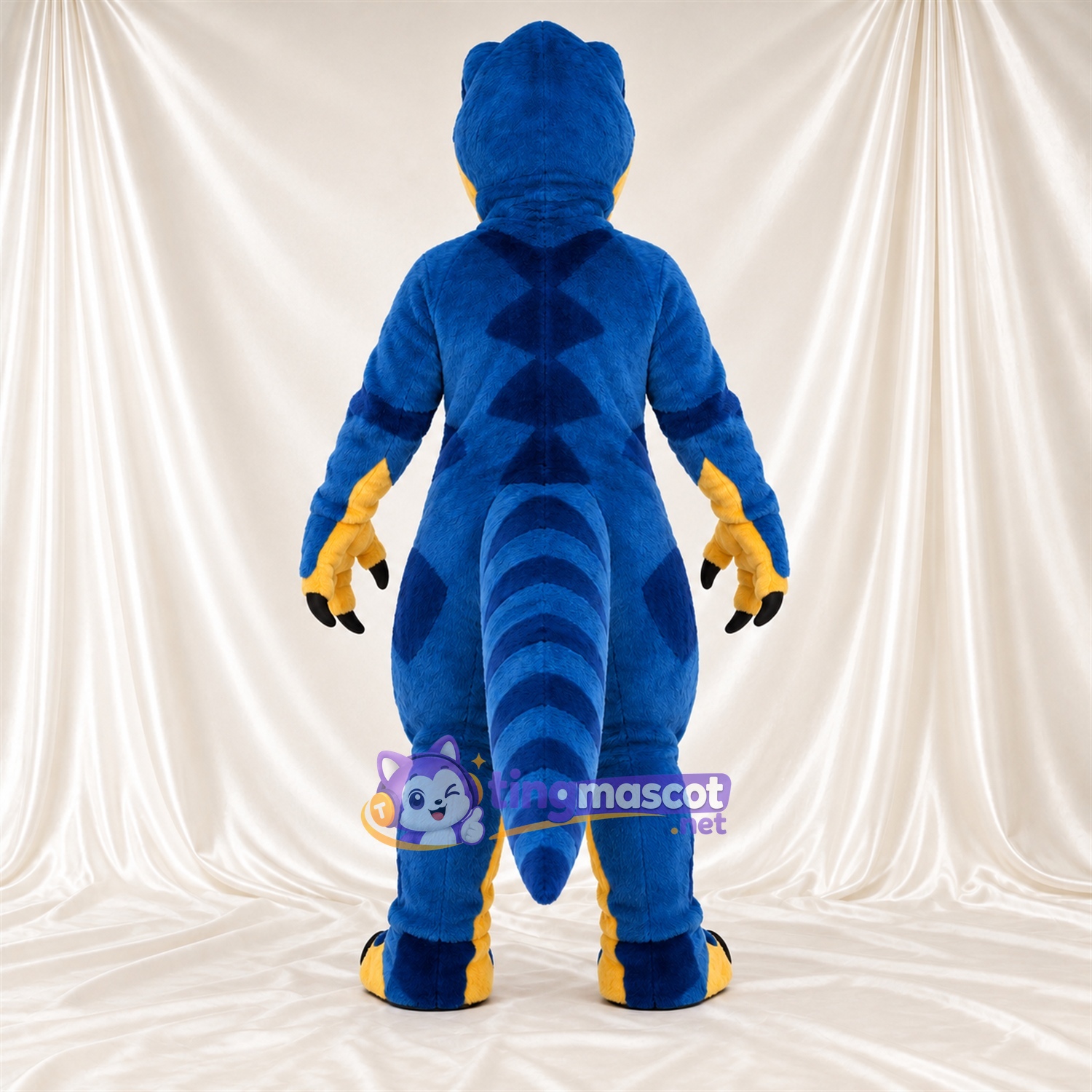 Blue Dinosaur Mascot Costume - Yellow Belly, Black Claws and Yellow Paw Pads Blue Dinosaur Mascot Costume - Yellow Belly, Black Claws and Yellow Paw Pads