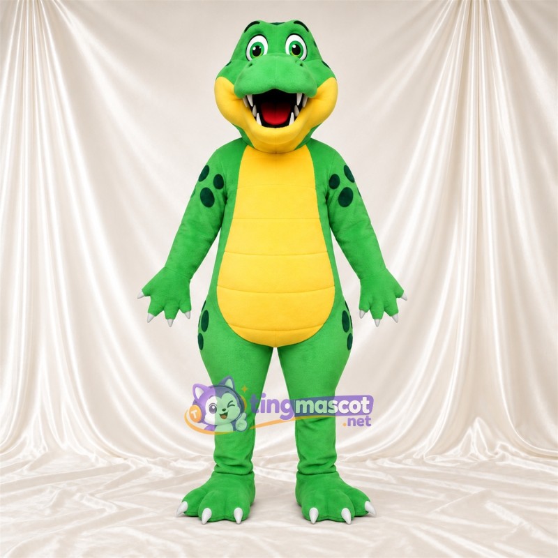 Costume de mascotte Dinosaure – vert – Ventre (jaune); Griffes (blanc) Costume de mascotte Dinosaure – vert – Ventre (jaune); Griffes (blanc)