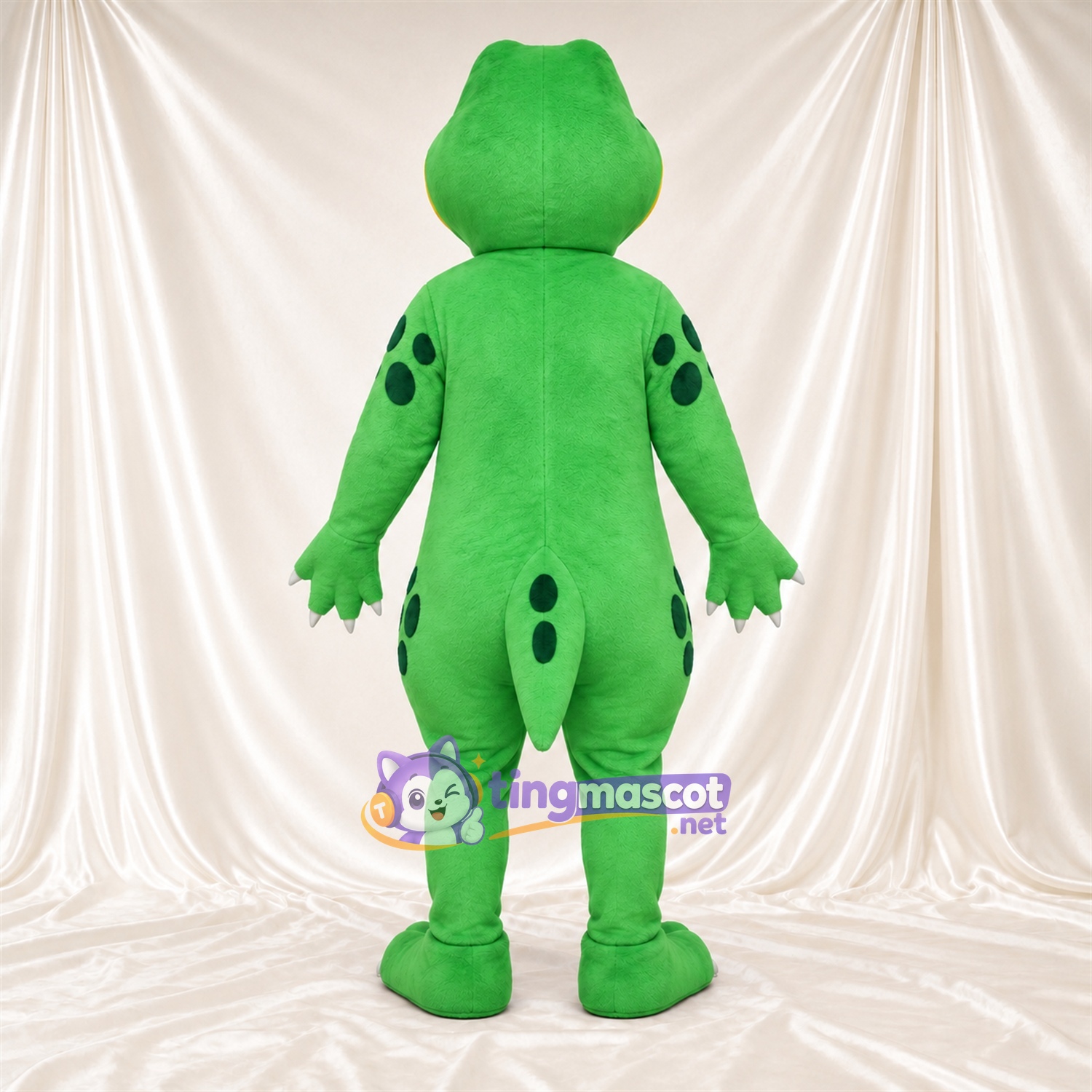 Costume de mascotte Dinosaure – vert – Ventre (jaune); Griffes (blanc) Costume de mascotte Dinosaure – vert – Ventre (jaune); Griffes (blanc)