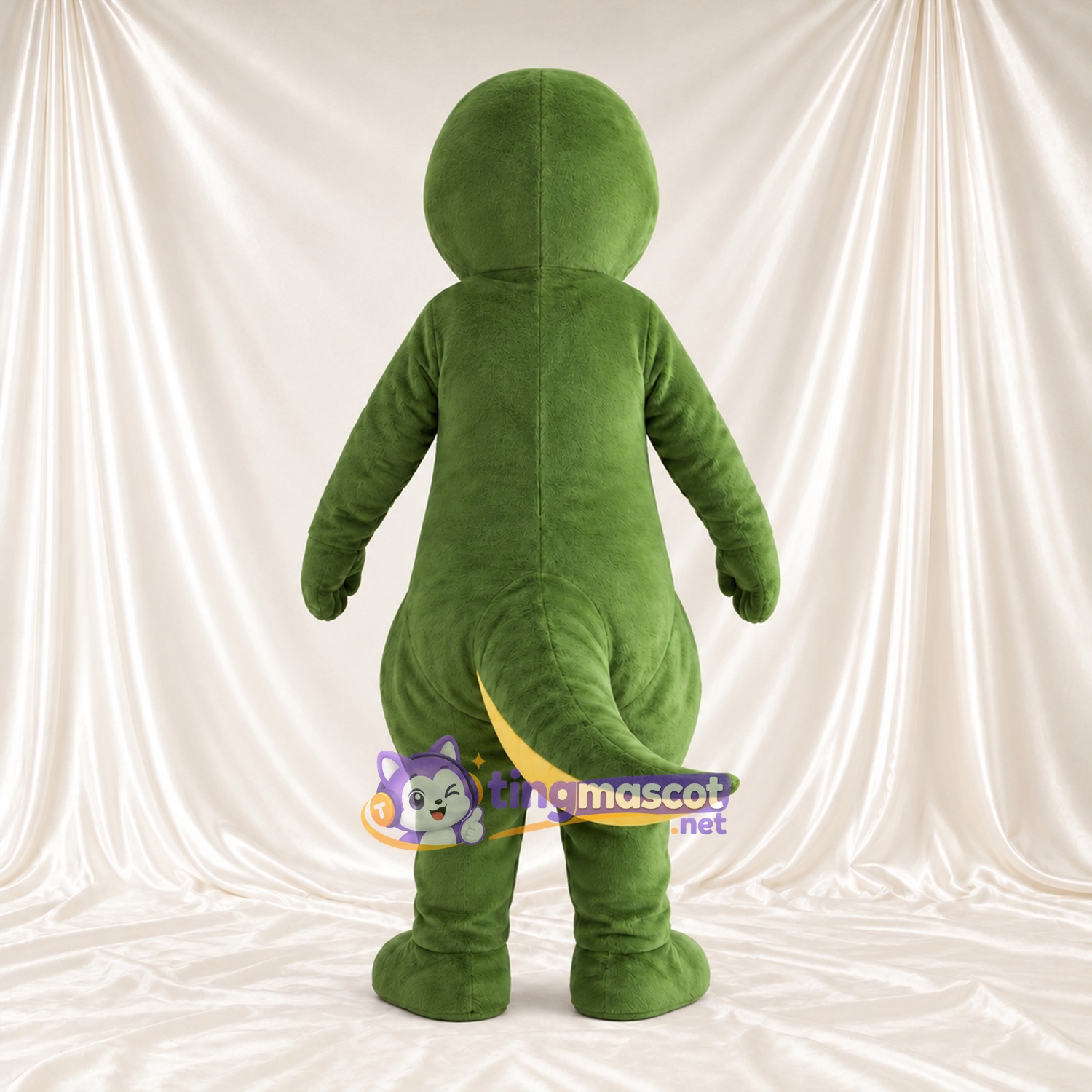 Costume de mascotte Dinosaure – vert – Ventre (jaune); Yeux (bleu) Costume de mascotte Dinosaure – vert – Ventre (jaune); Yeux (bleu)