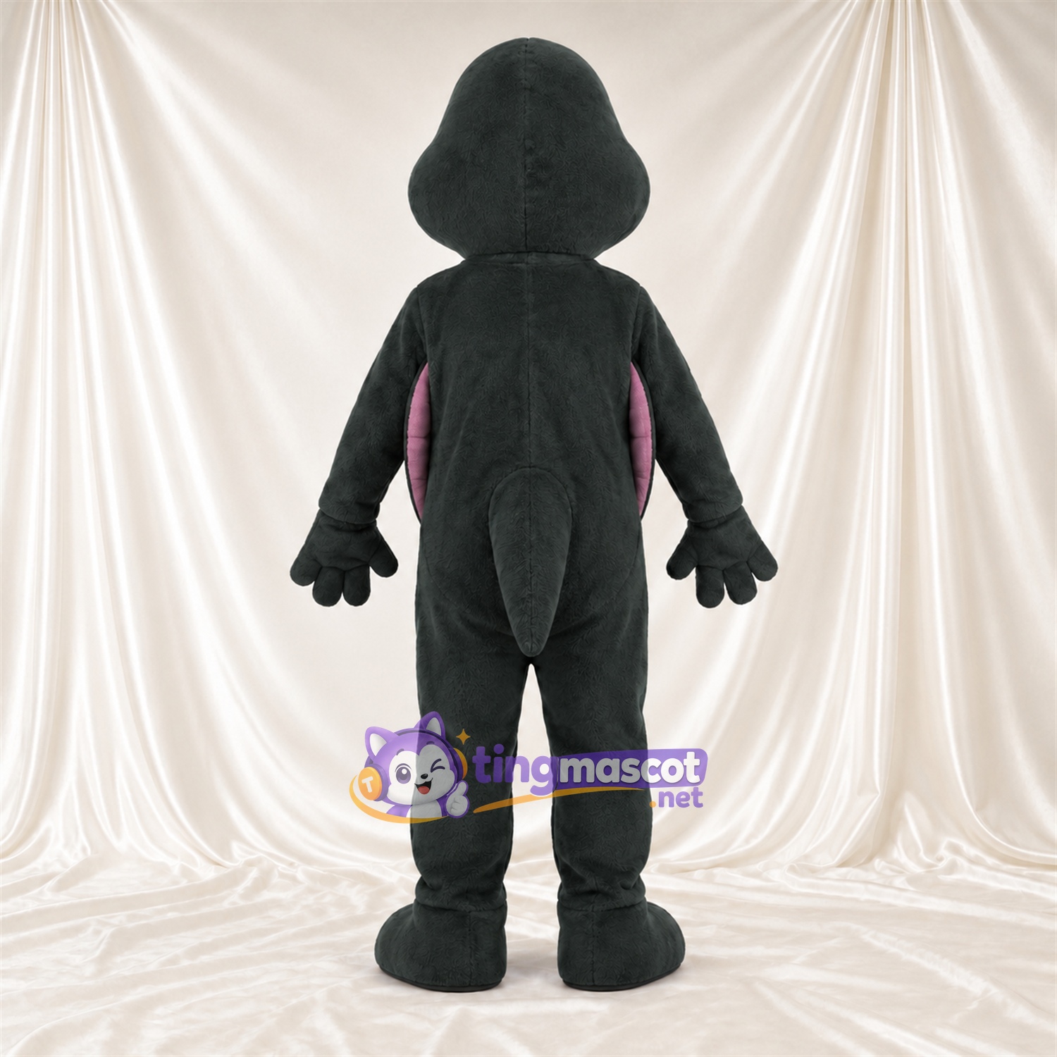 Black Dinosaur Mascot Costume - Cream Belly Black Dinosaur Mascot Costume - Cream Belly