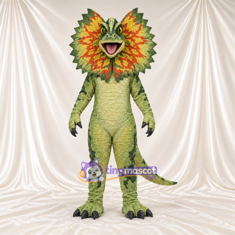 Costume de mascotte Dinosaure – vert – Collerette (orange) Costume de mascotte Dinosaure – vert – Collerette (orange)