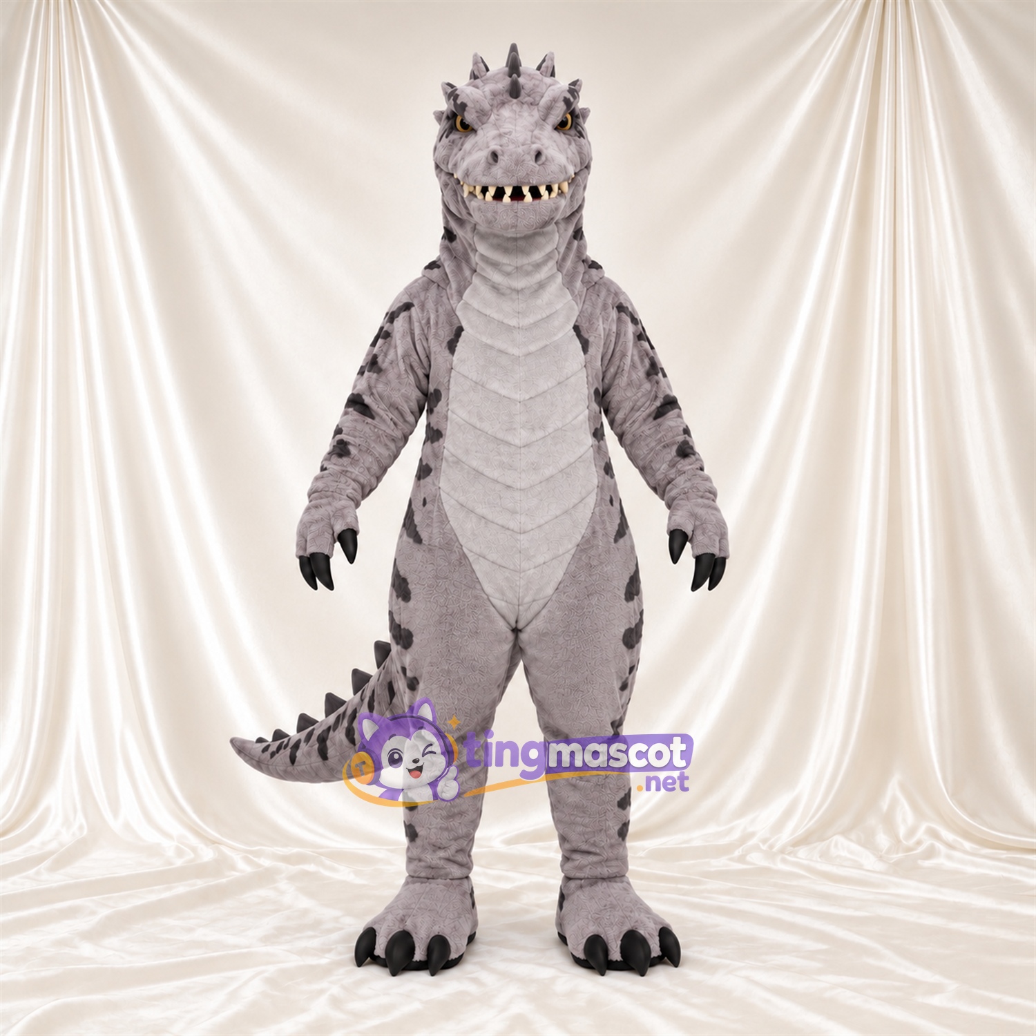 Costume de mascotte Dinosaure – gris – Épines Costume de mascotte Dinosaure – gris – Épines