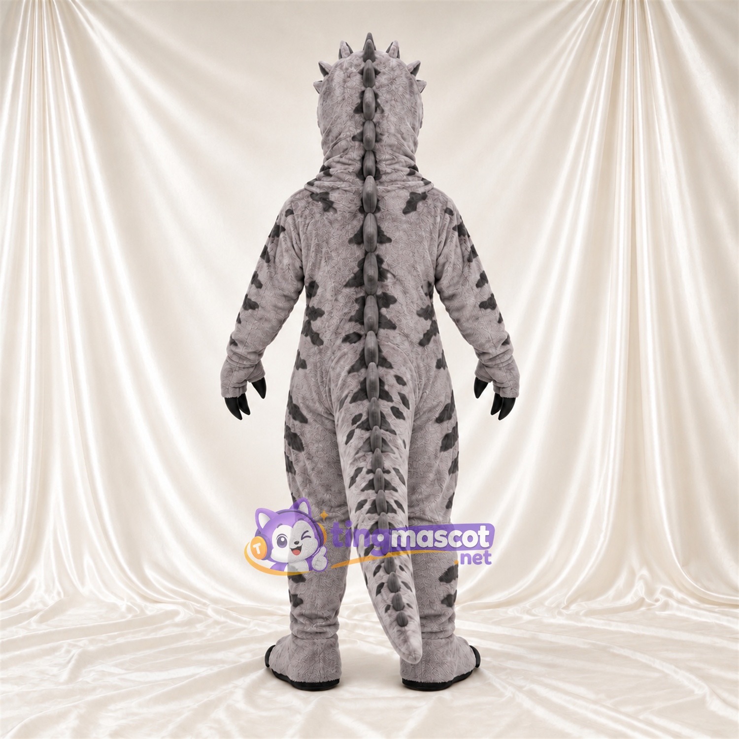 Costume de mascotte Dinosaure – gris – Épines Costume de mascotte Dinosaure – gris – Épines