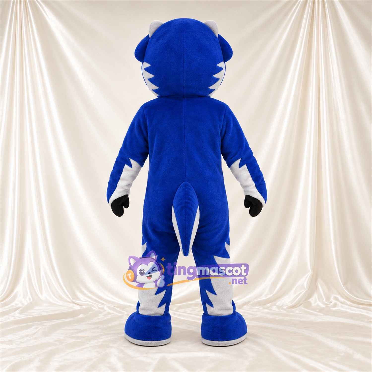 Costume de mascotte Requin – bleu – Ventre (blanc); Mains (blanc) Costume de mascotte Requin – bleu – Ventre (blanc); Mains (blanc)