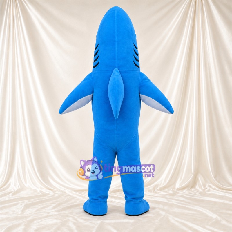 Blue Shark Mascot Costume - White Belly and Pointed Top Blue Shark Mascot Costume - White Belly and Pointed Top